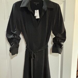 Banana Republic black button up long sleeve dress